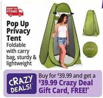 Ocean State Job Lot Pop up privacy tent offer