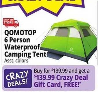 Ocean State Job Lot Qomotop 6 person waterproof camping tent offer