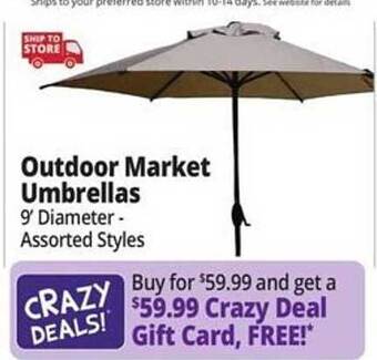 Ocean State Job Lot Outdoor market umbrellas offer