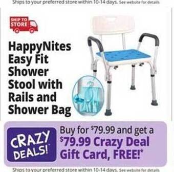 Ocean State Job Lot Happynites easy fit shower stool with rails and shower bag offer