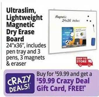 Ocean State Job Lot Ultraslim, lightweight magnetic dry erase board offer