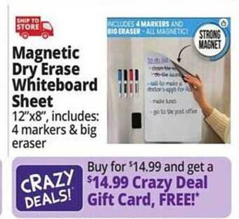 Ocean State Job Lot Magnetic dry erase whiteboard sheet offer