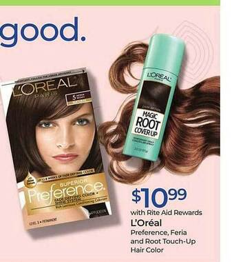 Rite Aid L'oréal preference, feria and root touch-up hair color offer