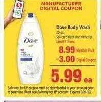 Safeway Dove body wash offer