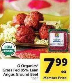 Safeway O organics grass fed 85% lean angus ground beef offer
