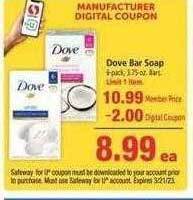 Safeway Dove bar soap offer