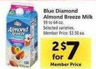 Safeway Blue diamond almond breeze milk offer