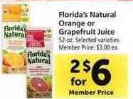 Safeway Florida's natural orange or grapefruit juice offer