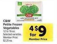 Safeway C&w petite frozen vegetables offer