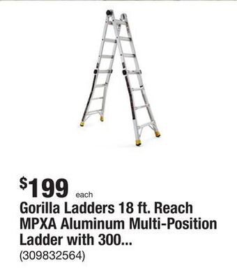The Home Depot Gorilla ladders 18 ft. reach mpxa aluminum multi-position ladder with 300 lbs. load capacity type ia duty rating offer