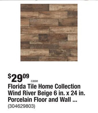 The Home Depot Florida tile home collection wind river beige 6 in. x 24 in. porcelain floor and wall tile (14 sq. ft. / case) offer