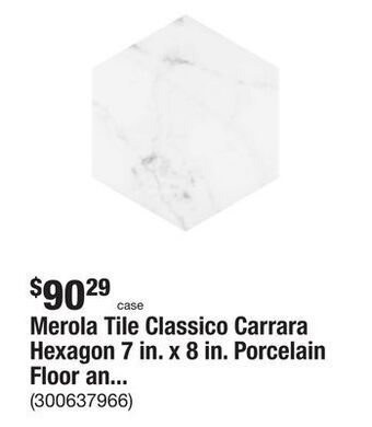The Home Depot Merola tile classico carrara hexagon 7 in. x 8 in. porcelain floor and wall tile (7.5 sq. ft./case) offer