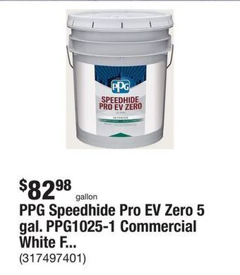 The Home Depot Ppg speedhide pro ev zero 5 gal. ppg1025-1 commercial white flat interior paint offer
