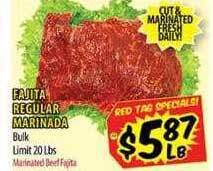 Supermercado El Rancho Fajita regular marinada offer
