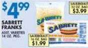 Associated Sabrett franks offer