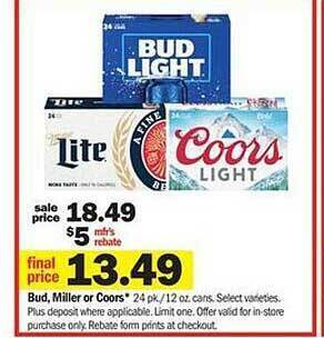 Meijer Bud, miller or coors offer