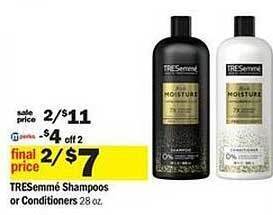 Meijer Tresemmé shampoos or conditioners offer