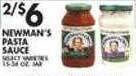 Met Foodmarkets Newman's pasta sauce offer