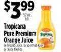 Pioneer Supermarkets Tropicana pure premium orange juice offer