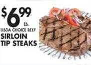 Met Foodmarkets Usda choice beef sirloin tip steaks offer