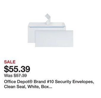 Office Depot Office depot® brand #10 security envelopes, clean seal, white, box of 500 offer