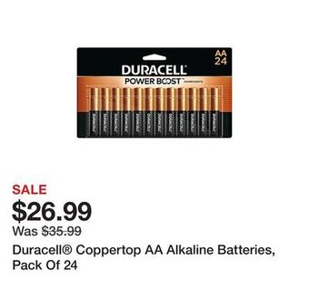 Office Depot Duracell® coppertop aa alkaline batteries, pack of 24 offer