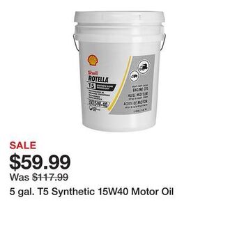 Tractor Supply Company 5 gal. t5 synthetic 15w40 motor oil offer