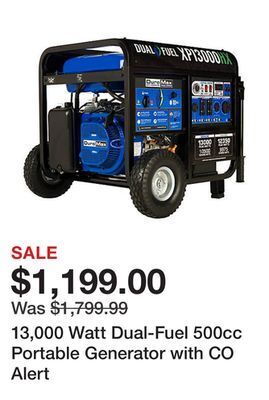 Tractor Supply Company 13,000 watt dual-fuel 500cc portable generator with co alert offer