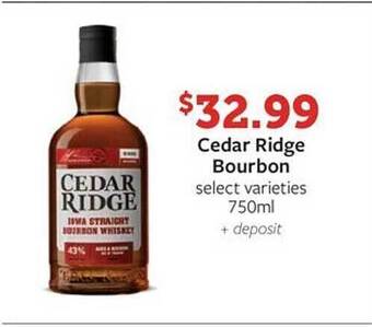 Fareway Cedar ridge bourbon offer