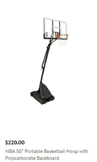 Walmart NBA 50" Portable Basketball Hoop with Polycarbonate Backboard offer