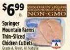 Pioneer Supermarkets Springer mountain farms thin-sliced chicken cutlets offer