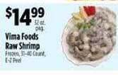 Pioneer Supermarkets Vima foods raw shrimp offer
