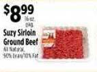 Pioneer Supermarkets Suzy sirloin ground beef offer