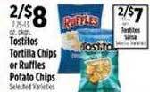 Pioneer Supermarkets Tostitos tortilla chips or ruffles potato chips offer