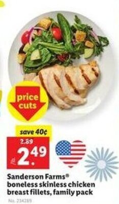 Lidl Sanderson Farms Boneless Skinless Chicken Breast Fillets, Family Pack offer