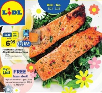 Lidl Fish Market Chilean Atlantic Salmon Portions offer