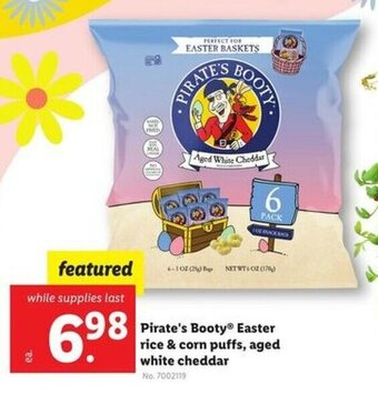 Lidl Pirate's Booty Easter Rice & Corn Puffs, Aged White Cheddar offer