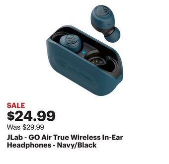 Best Buy Jlab - go air true wireless in-ear headphones - navy/black offer