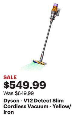 Best Buy Dyson - v12 detect slim cordless vacuum - yellow/iron offer