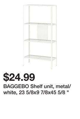 Ikea Baggebo shelf unit, metal/white, 23 5/8x9 7/8x45 5/8 " offer