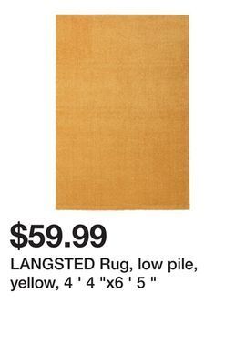 Ikea Langsted rug, low pile, yellow, 4 ' 4 "x6 ' 5 " offer