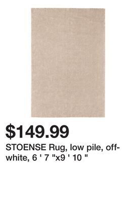 Ikea Stoense rug, low pile, off-white, 6 ' 7 "x9 ' 10 " offer