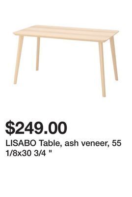 Ikea Lisabo table, ash veneer, 55 1/8x30 3/4 " offer
