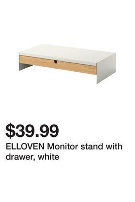 Ikea Elloven monitor stand with drawer, white offer