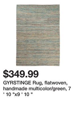 Ikea Gyrstinge rug, flatwoven, handmade multicolor/green, 7 ' 10 "x9 ' 10 " offer