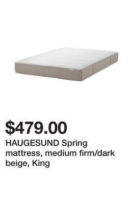 Ikea Haugesund spring mattress, medium firm/dark beige, king offer