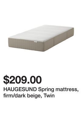 Ikea Haugesund spring mattress, firm/dark beige, twin offer