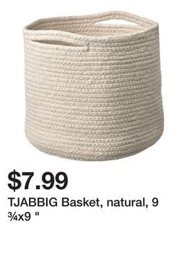 Ikea Tjabbig basket, natural, 9 ¾x9 " offer