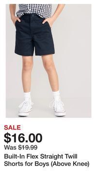 Old Navy Built-in flex straight twill shorts for boys (above knee) offer
