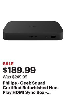 Best Buy Philips - geek squad certified refurbished hue play hdmi sync box - black offer